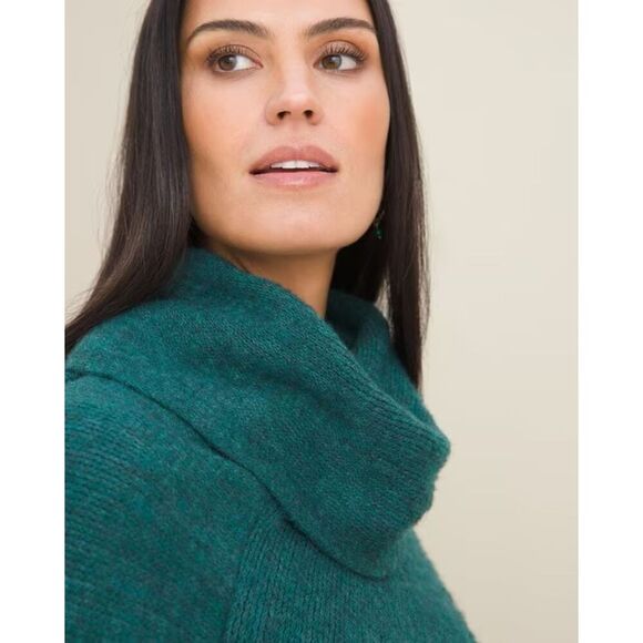 ✨ NWT Chic & Cozy Cowlneck Poncho – One Size - Stripes with Metallic Accents ✨ - Picture 1 of 8